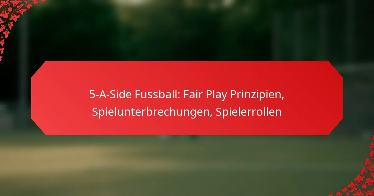 5-A-Side Fussball: Fair Play Prinzipien, Spielunterbrechungen, Spielerrollen